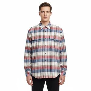 COLOURS Alexander Julian Mens XL Plaid Button Up Shirt Long Sleeve Cotton Casual